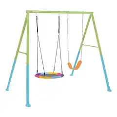 INTEX - Columpio silla 2 en 1 ajustable portátil niños asiento bebé Infantil con respaldo cuerdas jardín patio