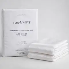 GOOD SHEET - Sábanas 400 Hilos Luxe Sateen Algodón Blanco (Set completo)