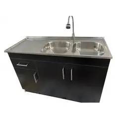 GENERICO - Kit Lavaplatos con mueble 120x50 Doble Negro Secador Izquierdo