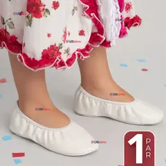 UTILISIMO - 1 Par Zapatillas Chicle Blancas Niña Bailes Danza Fiestas Patrias Talla 25