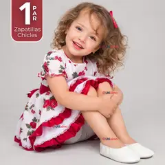 UTILISIMO - 1 Par Zapatillas Chicle Blancas Niña Bailes Danza Fiestas Patrias Talla 29