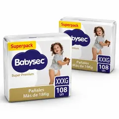BABYSEC - Pack 2 Pañal de Bebé Super Premium 108 un XXXG