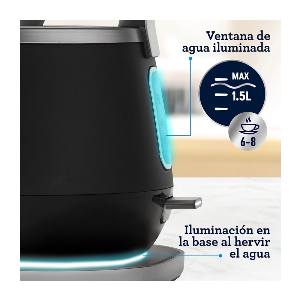 OSTER - Hervidor Premium Oster 1.5 Lt 4510 Negro Acero Inox