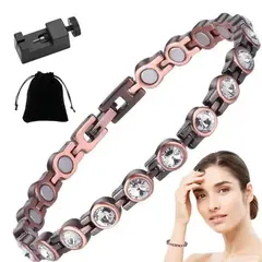 GENERICO - Pulsera Cobre Imanes Terapia - Brazalete Magnético Ajustable Cobre 26 Cm