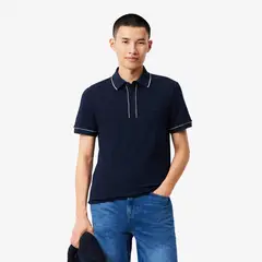 LACOSTE - Polera Hombre Regular Paris De Piqué Elástico Azul