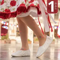 UTILISIMO - 1 Par Zapatillas Chicle Blancas Niña Bailes Danza Fiestas Patrias Talla 30