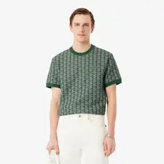 LACOSTE - Polera Hombre De Jacquard Con Monograma Verde