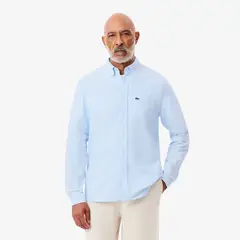 LACOSTE - Camisa Hombre Oxford De Corte Regular Celeste