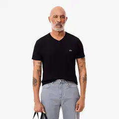 LACOSTE - Polera Hombre De Cuello De Pico Pima Ligero Negro