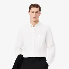 LACOSTE - Camisa Hombre Oxford De Corte Regular Blanco