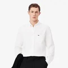 LACOSTE - Camisa Hombre Oxford De Corte Regular Blanco