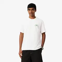LACOSTE - Polera Hombre De Algodón Estampada Blanco