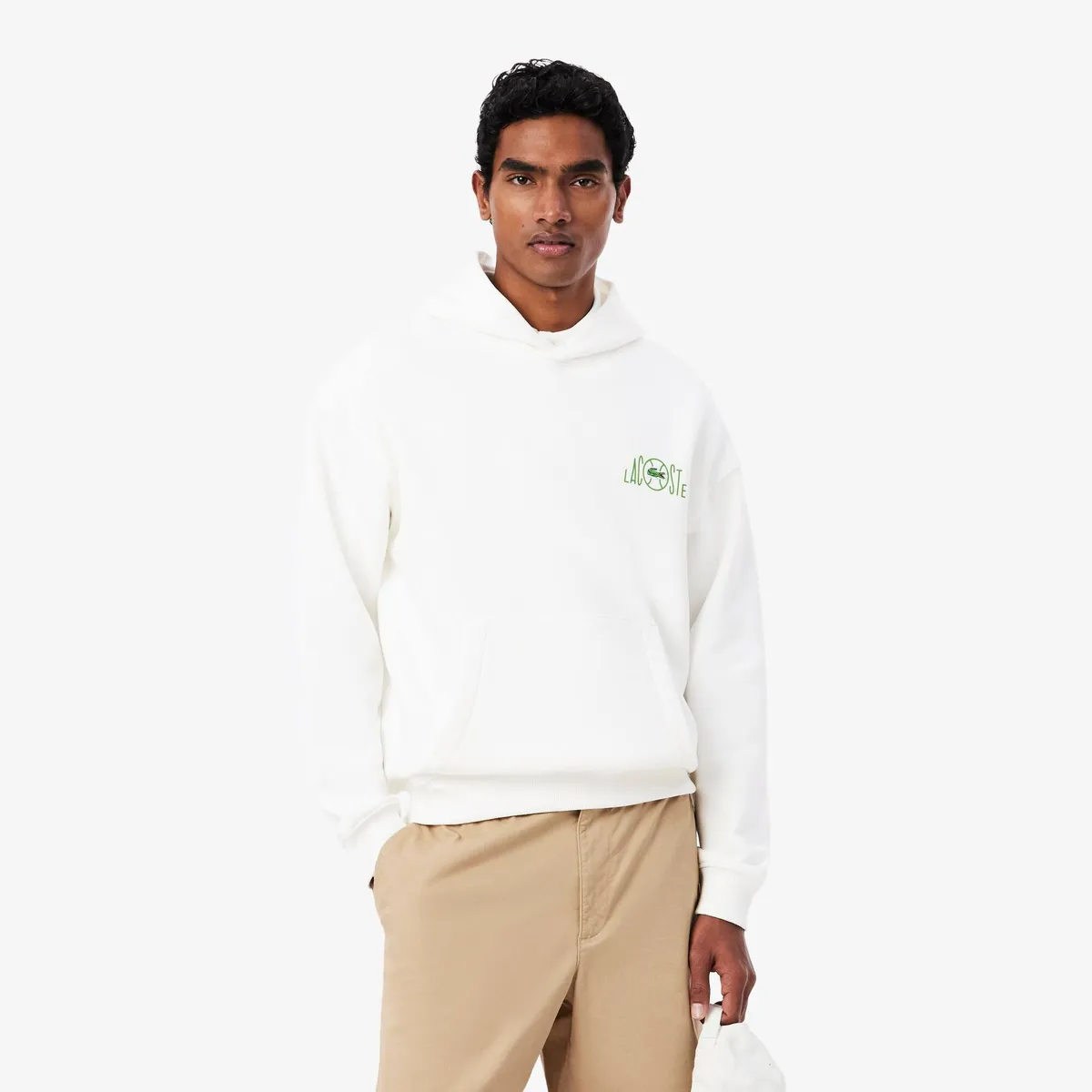 LACOSTE - Polerón Hombre Lacoste Con Capucha Estampado Blanco