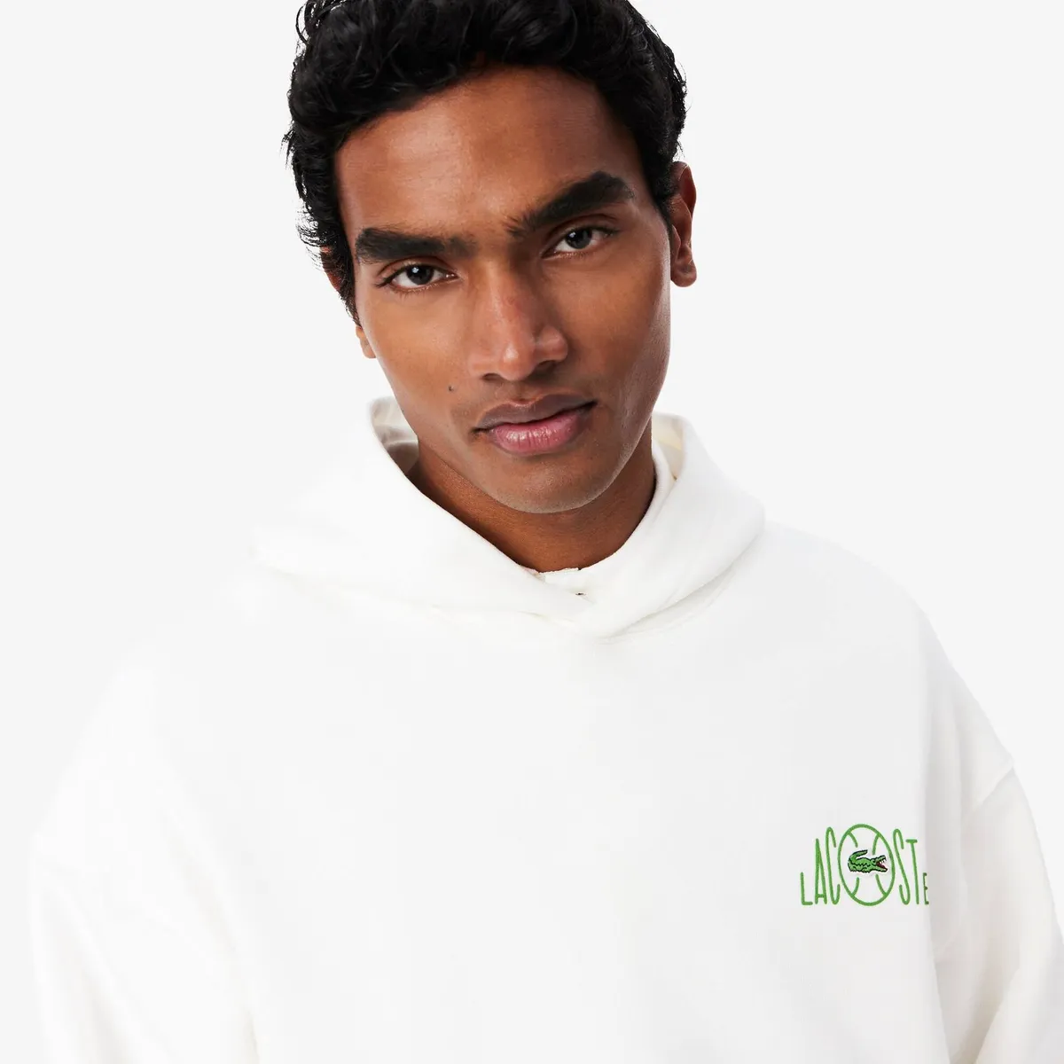 LACOSTE - Polerón Hombre Lacoste Con Capucha Estampado Blanco