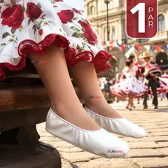UTILISIMO - 1 Par Zapatillas Chicle Blancas Niña Bailes Danza Fiestas Patrias Talla 35