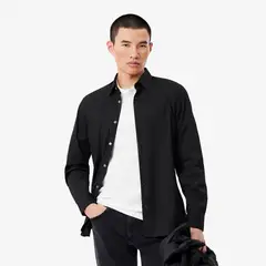 LACOSTE - Camisa Hombre Ajustado De Popelín Elástico Negro