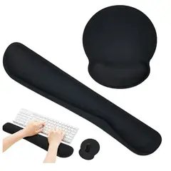 GENERICO - Alfombra Reposamuñecas Antideslizante Mouse Ergonómico Negro