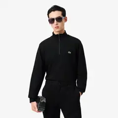 LACOSTE - Polerón Hombre De Felpa De Cuello Alto Negro