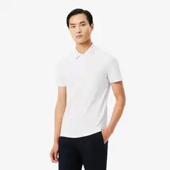 LACOSTE - Polera Hombre Commuter Piqué Jacquard Blanco