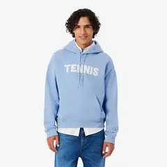 LACOSTE - Polerón Hombre Con Capucha Tenis Estampado Celeste