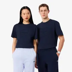 LACOSTE - Polera Hombre Logo En Relieve Azul