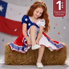 UTILISIMO - 1 Par Zapatillas Chicle Blancas Niña Bailes Danza Fiestas Patrias Talla 35