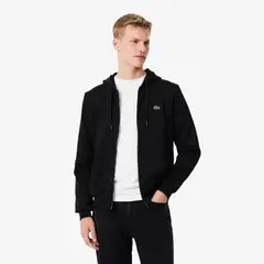 LACOSTE - Polerón Hombre Poleron Con Cremallera De Felpa De Corte Clásico Negro
