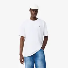 LACOSTE - Polera Hombre Punto Jersey De Algodón Grueso Blanco