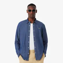 LACOSTE - Camisa Hombre Denim Ligera De Corte Regular Azul