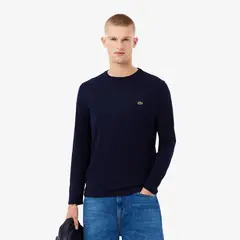 LACOSTE - Polera Hombre De Manga Larga De Algodón Pima Azul
