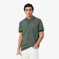 LACOSTE - Polera Hombre De Jacquard Con Monograma Verde