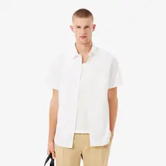 LACOSTE - Camisa Hombre De Algodón De Corte Regular Blanco