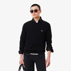 LACOSTE - Jersey Hombre Cuello Redondo Algodón Monocolor Negro