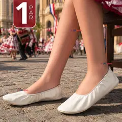 UTILISIMO - 1 Par Zapatillas Chicle Blancas Juvenil Bailes Danza Fiestas Patrias Tallas 40
