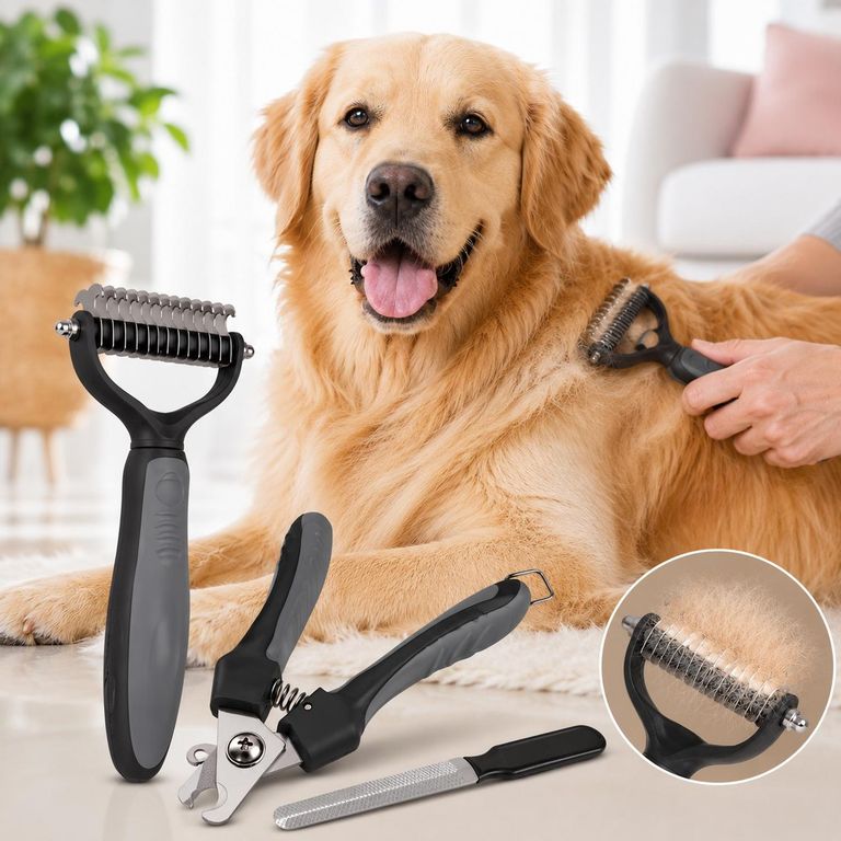 Peine Deslanador Perro Gato Cortaunas Lima Kit Aseo