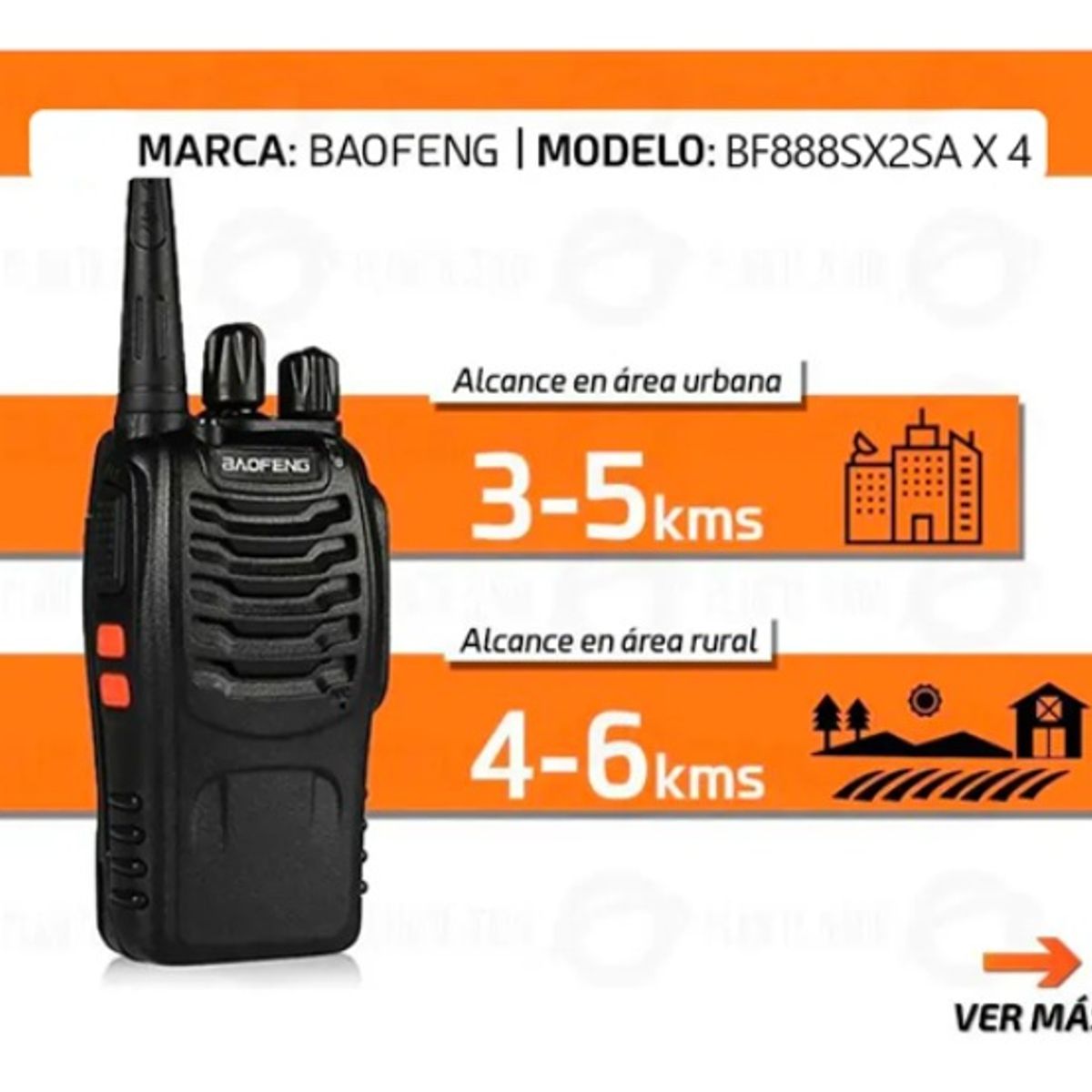 BAOFENG - Set 8 Radios Walkie Talkie Bf-888s Recargables Usb Linterna Led Radio Comunicacion Inalambrica