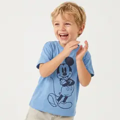 DISNEY - Polera Manga Corta Niño Mickey Pose Celeste