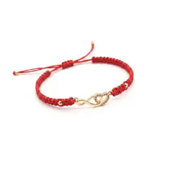 GENERICO - Pulsera Infinito Ajustable Tejida a Mano con Dije en Oro Laminado Jaspe Joyas