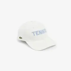 LACOSTE - Gorra Unisex De Sarga De Algodón Bordada Blanco