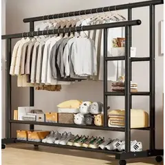 GENERICO - Perchero Rack Doble Organizador Ropa Con Ruedas Tendedero