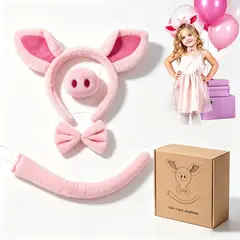 TSKY CHILE SHOPPING - Cintillo Orejas De Chancho Cerdito Rosa Peluche Divertido Disfraz Halloween Cotillón Fiesta