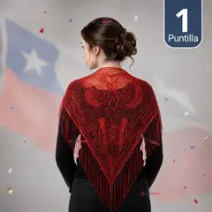 UTILISIMO - Puntilla Chal Rojo Baile Chilote Mujer Traje Típico 110x51 cm