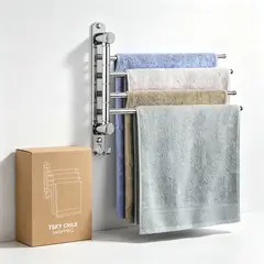 TSKY CHILE SHOPPING - Toallero Giratorio 4 Brazos Móviles Acero Inoxidable 304 Colgador Toallas Baño Perchero A Muro