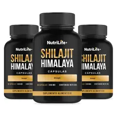 EMETRES - Pack 3 Shilajit Himalaya 500mg Nutrilife+ Suplemento Shilajit En Capsulas