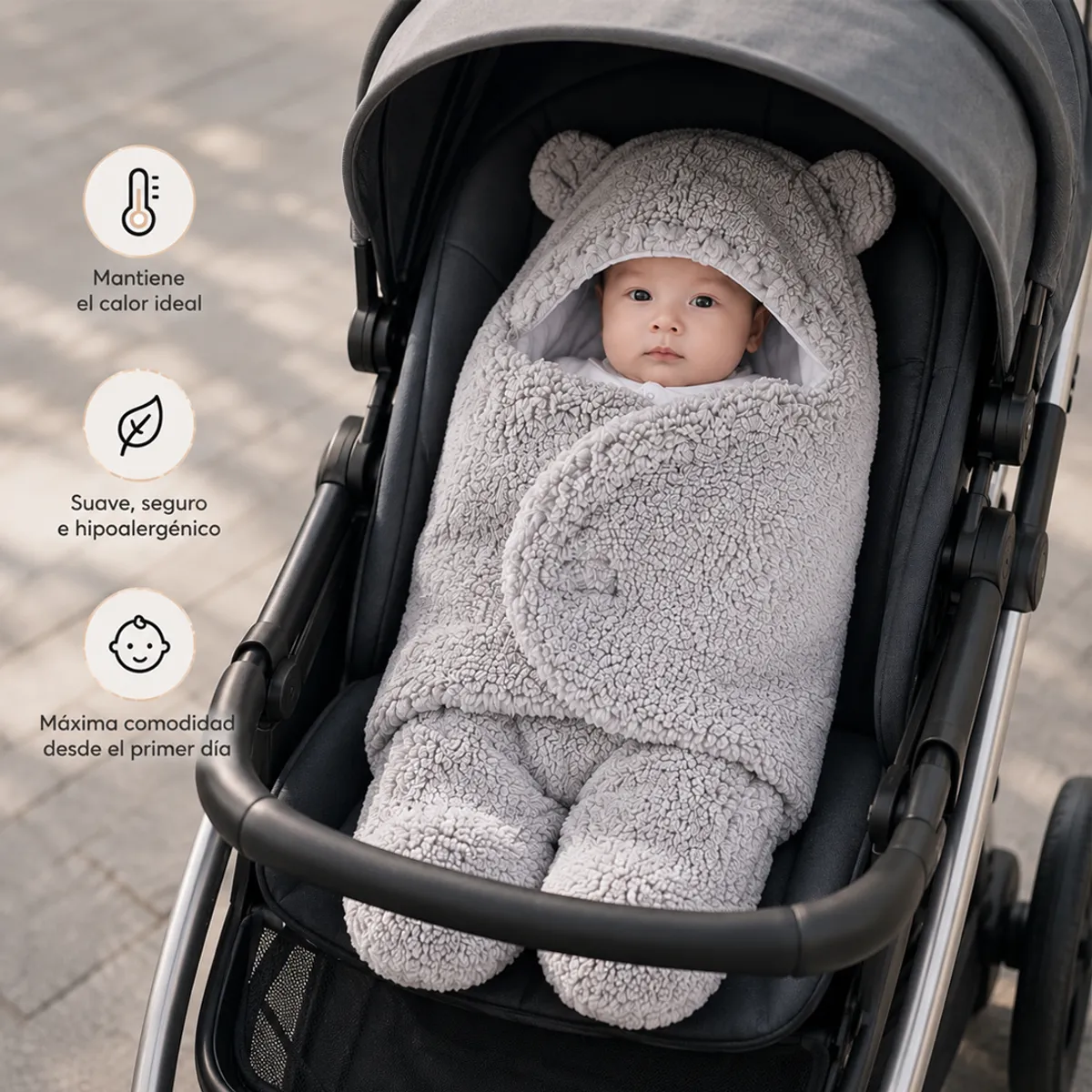 BABYMINE - Mameluco Saco de dormir Bebé Osito con Capuchita y Orejitas - BABYMINE