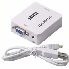 GENERICO - Conversor Adaptador VGA a Hdmi 1080p Full Hd + Audio