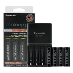 PANASONIC - Cargador De Pilas AA-AAA Eneloop Pro + 4 Pilas AAA