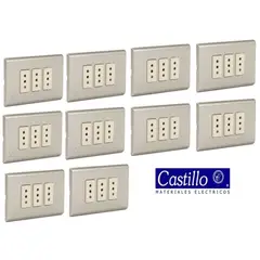 INDUSTRIA CASTILLO LTDA - Pack 10 un. Toma Corriente Triple, Embutida Color Champagne INDUSTRIA CASTILLO