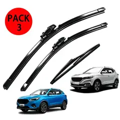 GENERICO - Kit de 3 Plumillas Para Mg Zs 2018 Al 2022 Limpiaparabrisas Negro