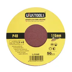 UYUSTOOL - Disco Lija Velcro 4 1/2 Pulgadas 115mm Pack X50 Uyustools